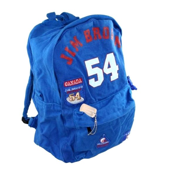 New Jim Brown Canvas Backpack W/ Patches Imported From Italy - Picture 3 of 3